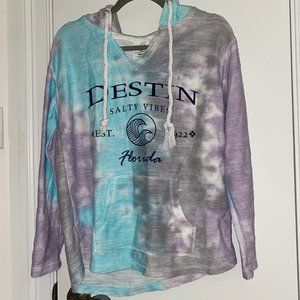 Dreamsicle Violet Storm Colored Destin Florida Tie Dye Hoodie